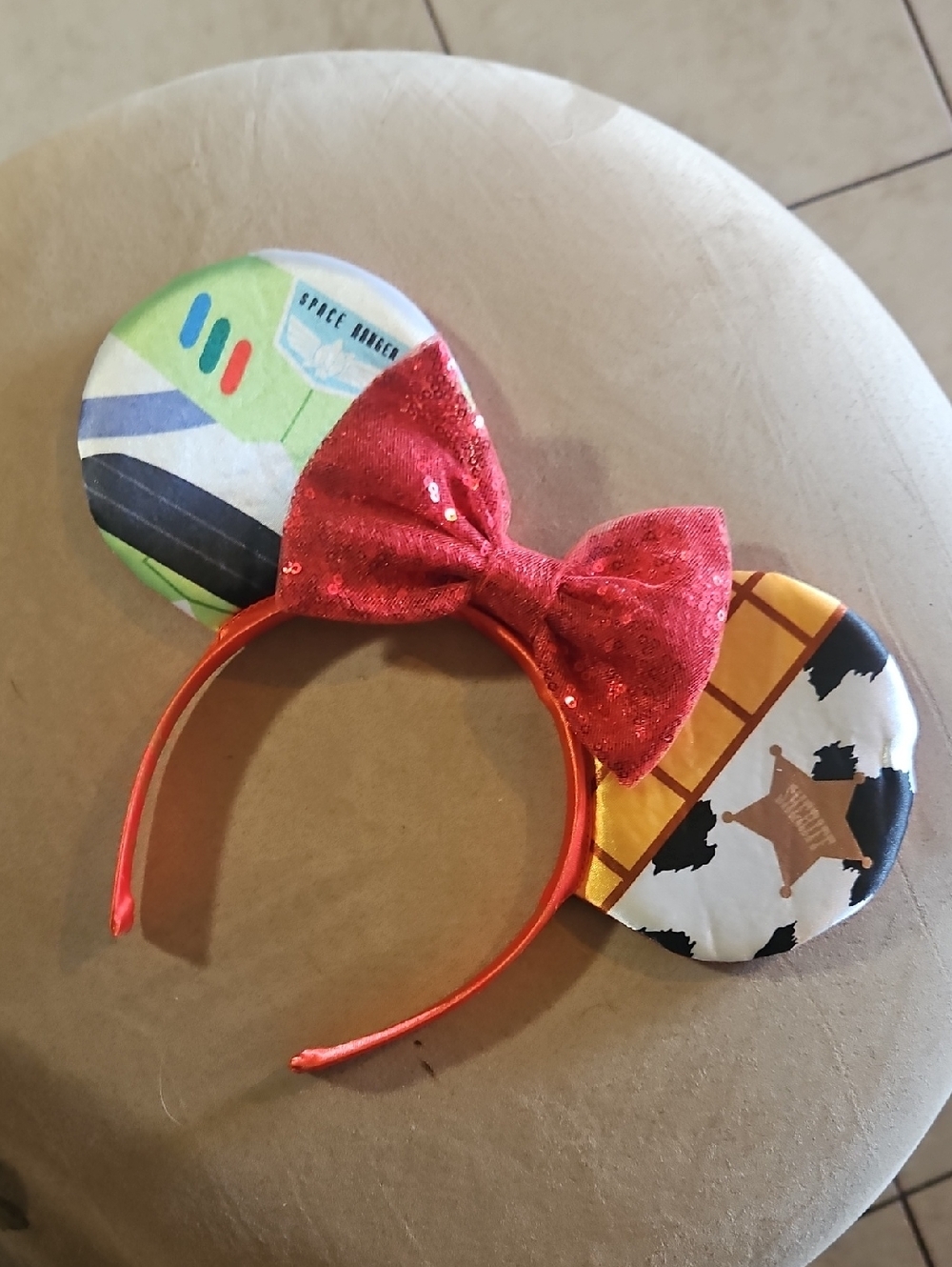 Disney Minnie Ears Headband with Red Sequin Bow and Multi-Color Toy Story Ears